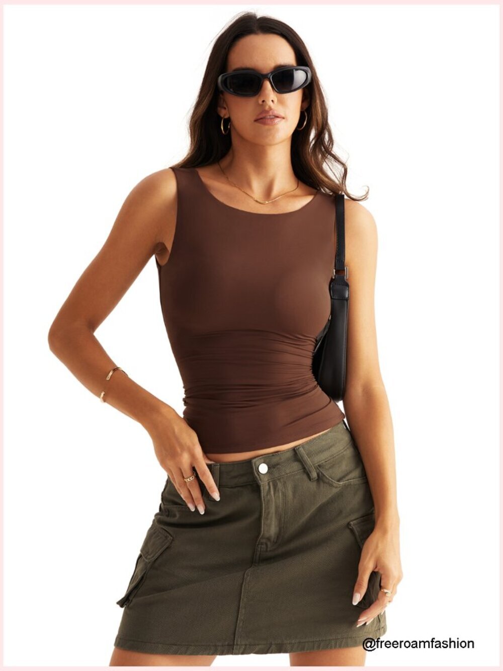 Double Lined Boat Neck Backless Tank Top Slim Fit Summer Going Out - Picture 7 of 7